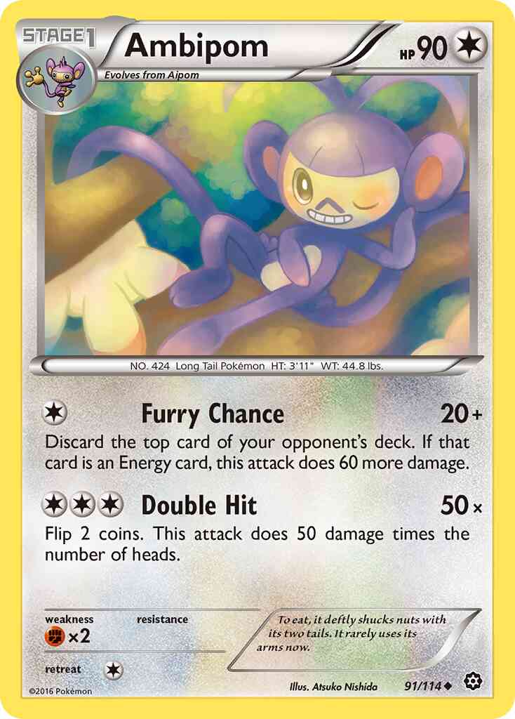 Ambipom - 91/114 - Uncommon [xy11-91] [Reverse Holo]