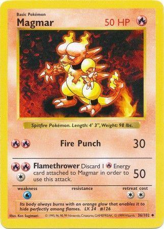 Magmar - 36/102 - Uncommon - Shadowless [base1S-36] [Non-Holo]
