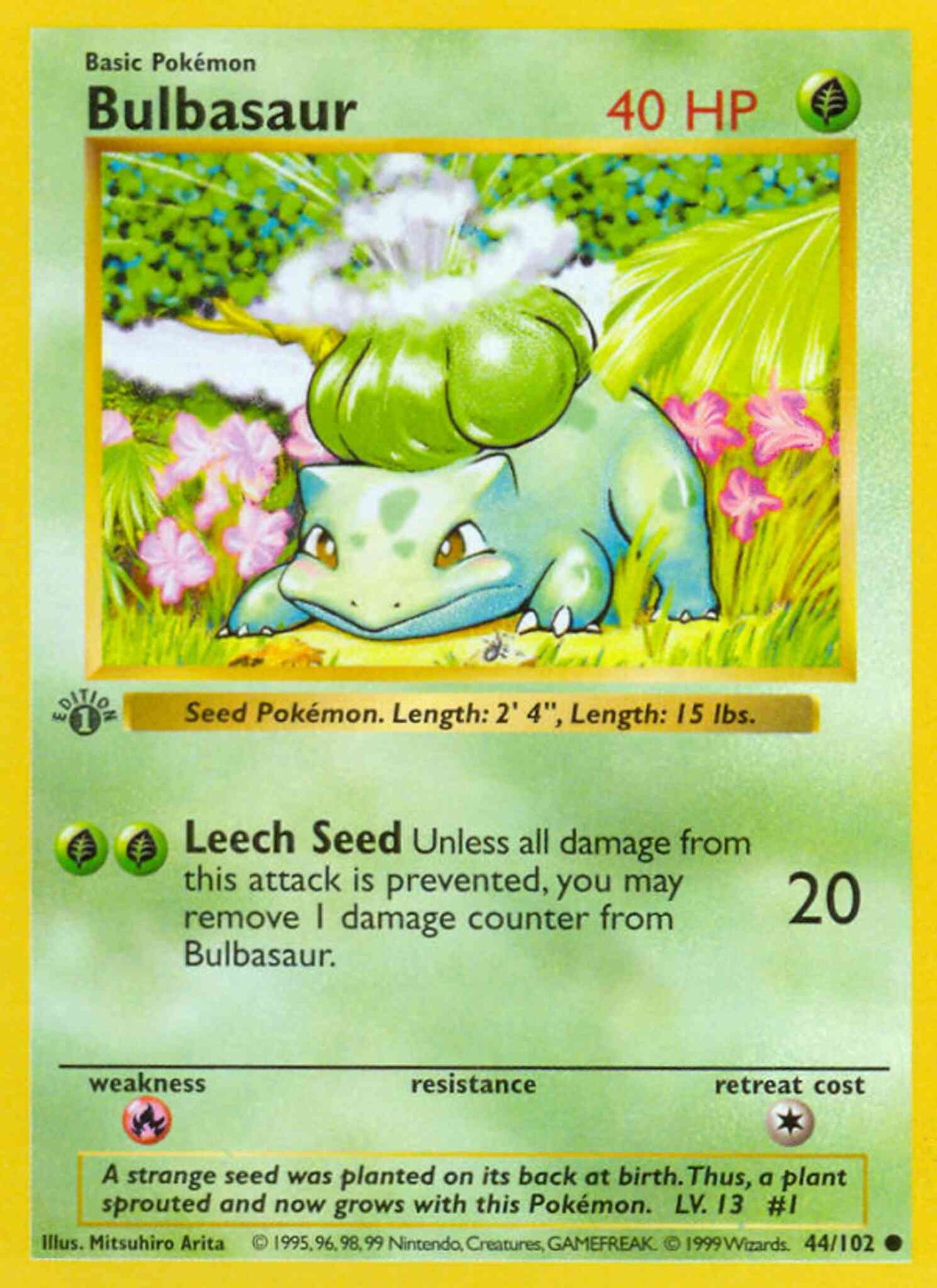 Bulbasaur - 44/102 - Common - 1st Edition [base1-44] [Non-Holo]