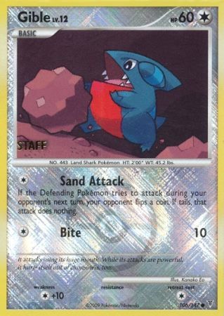 Gible - 106 - Promotional - Crosshatch Holo Staff City Championships 2009 [Reverse Holo]