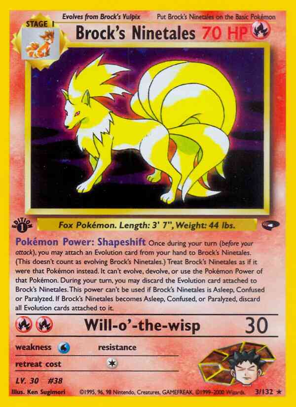 Brock's Ninetales - 3/132 - Rare - 1st Edition [gym2-3] [Holo]
