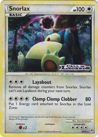 Snorlax - 33 - Promotional - "Call of Legends" Staff Stamp Prerelease Promo [Holo]