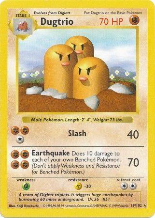 Dugtrio - 19/102 - Rare - Shadowless [base1S-19] [Non-Holo]