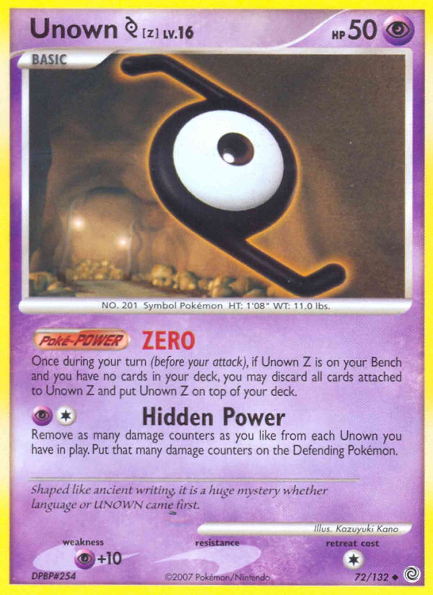 Unown Z - 72/132 - Uncommon [dp3-72] [Reverse Holo]