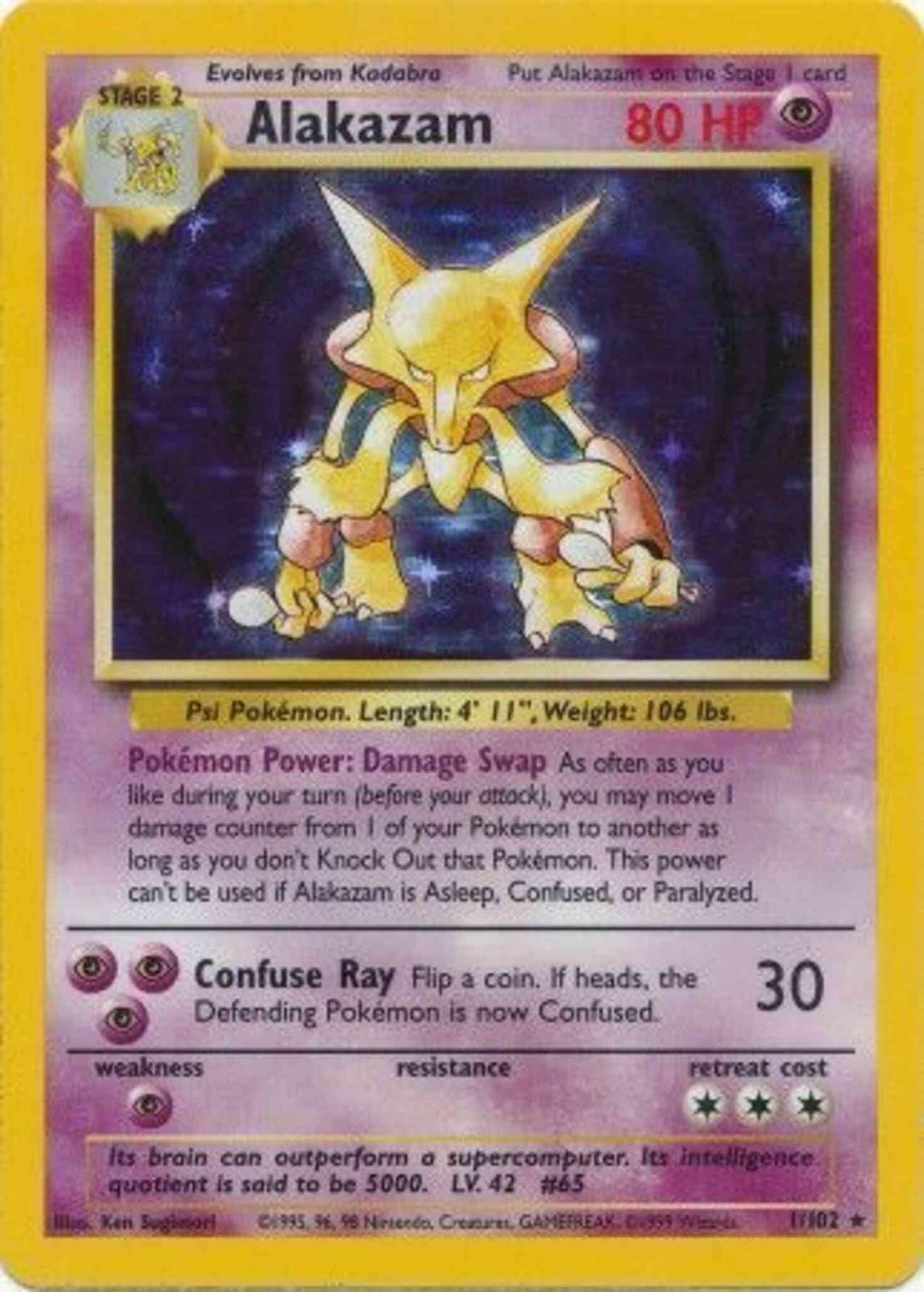 Alakazam - 1/102 - Rare - Shadowless [base1S-1] [Holo]