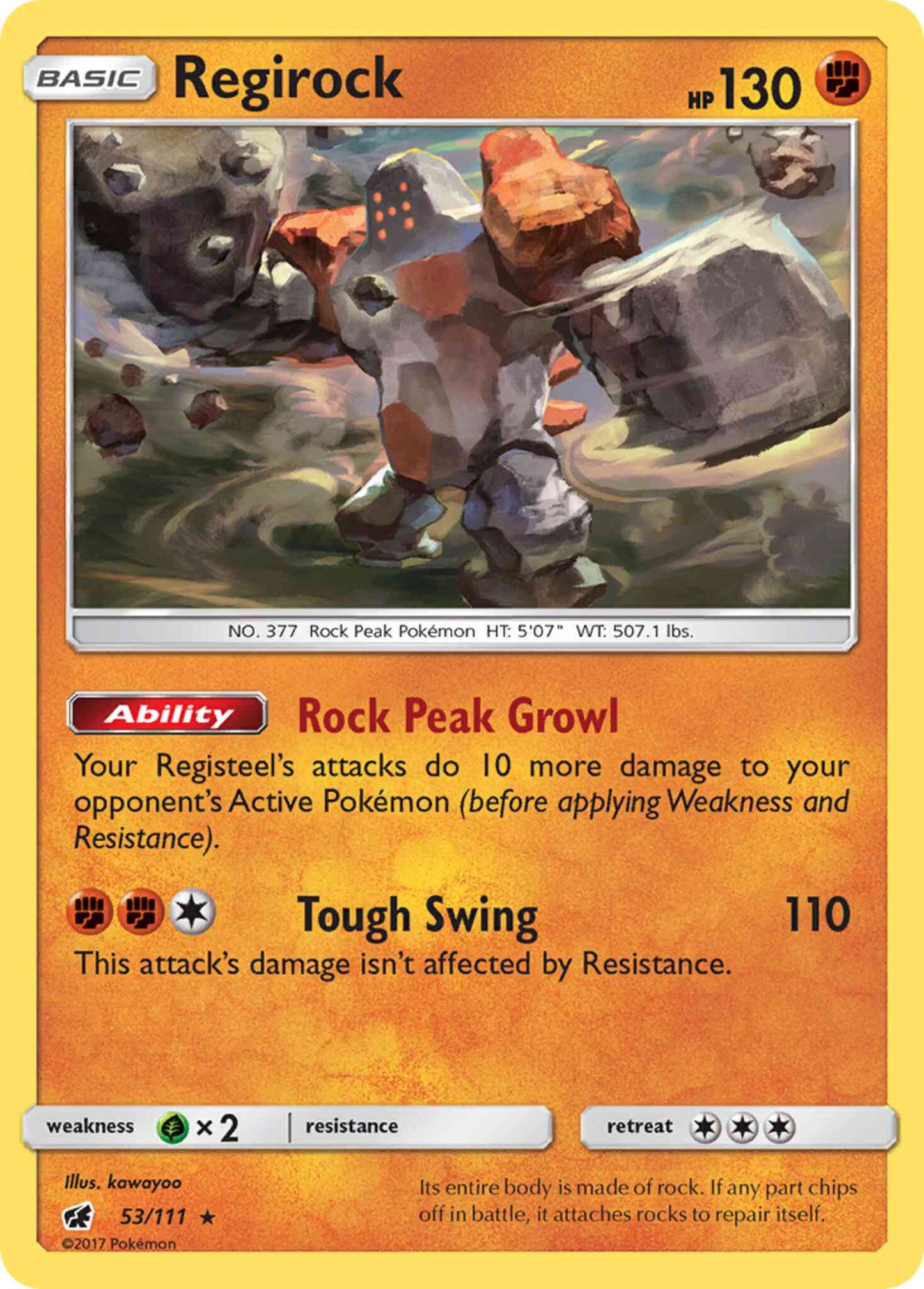 Regirock - 53/111 - Rare [sm4-53] [Reverse Holo]
