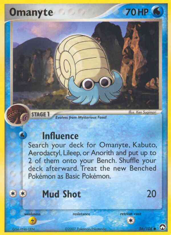 Omanyte - 56/108 - Common [ex16-56] [Reverse Holo]
