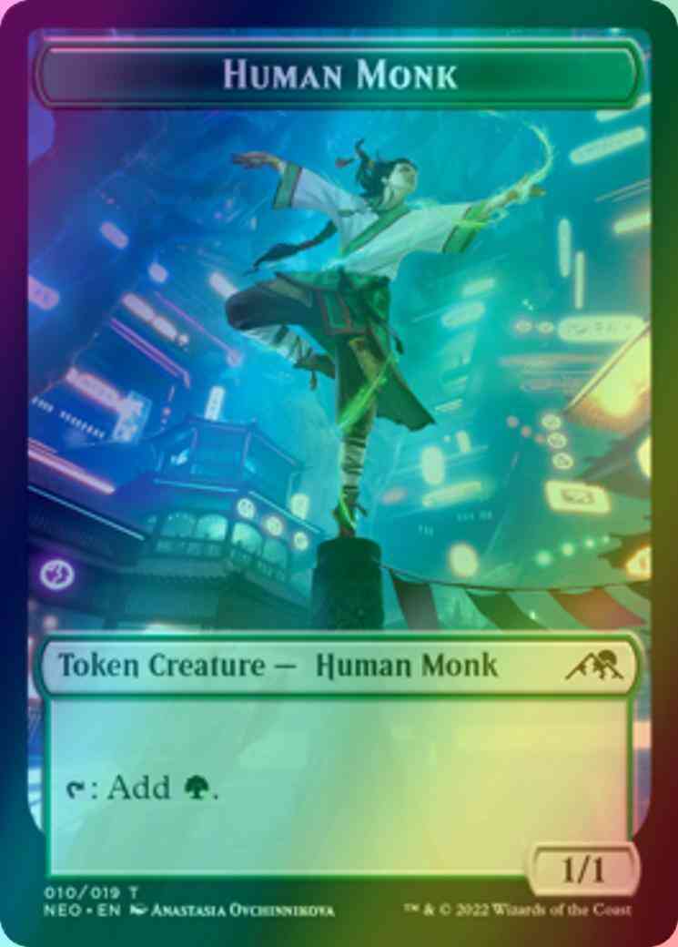 Human Monk Token (10) // Spirit Token (02) [Kamigawa: Neon Dynasty: Tokens] [Foil]