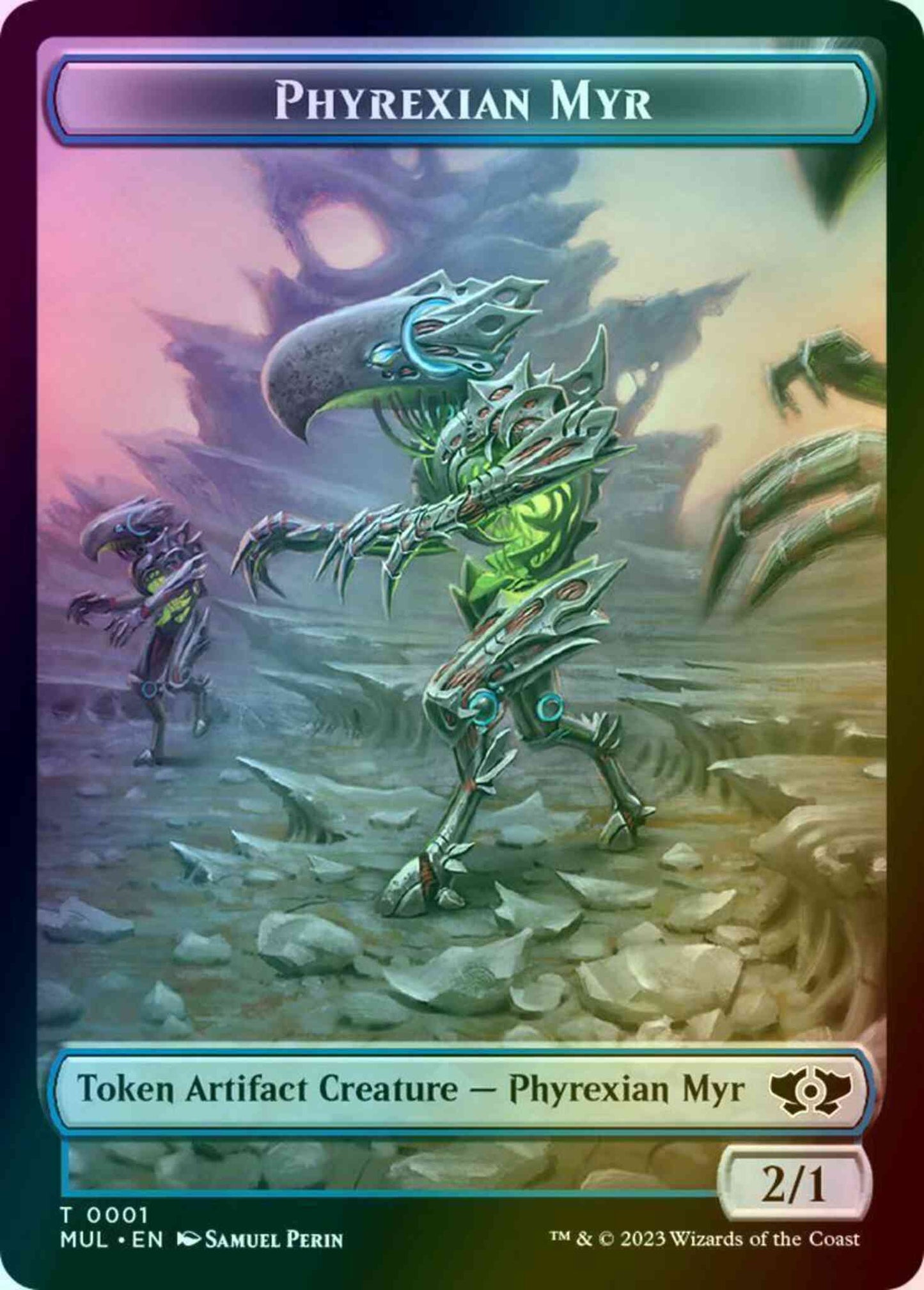 Phyrexian Myr Token (01) // Spirit Token (14) [Multiverse Legends: Tokens] [Foil]