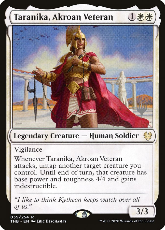 Taranika, Akroan Veteran [39p] [Promo Pack] [Theros Beyond Death Promos] [Foil]