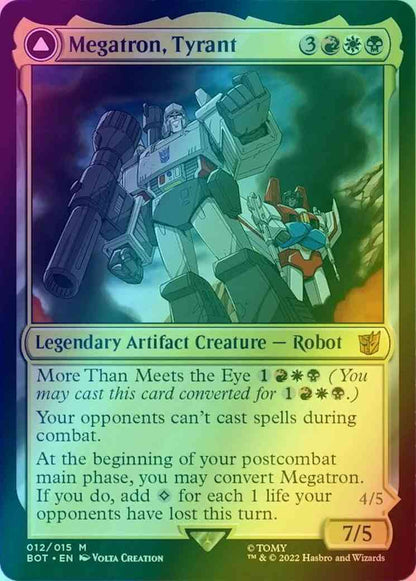 mtg megatron card Megatron, Tyrant is the Most Oppressive Mardu Commander Megatron deals damage equal to the sacrificed artifacts mana value to target creature Megatron, Tyrant