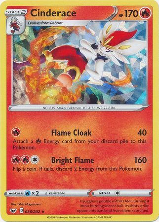Cinderace - 036/202 - Cracked Ice Holo Rare Theme Deck Exclusive [Holo]
