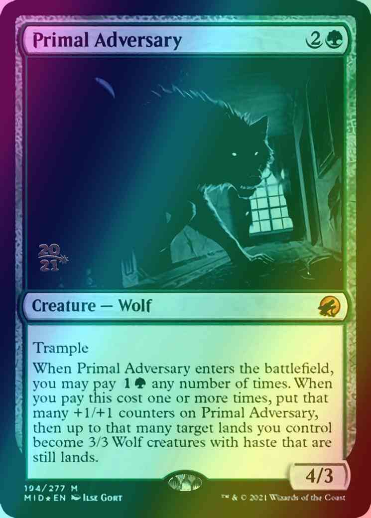 Primal Adversary [Prerelease] [194s] [Innistrad: Midnight Hunt Promos] [Foil]
