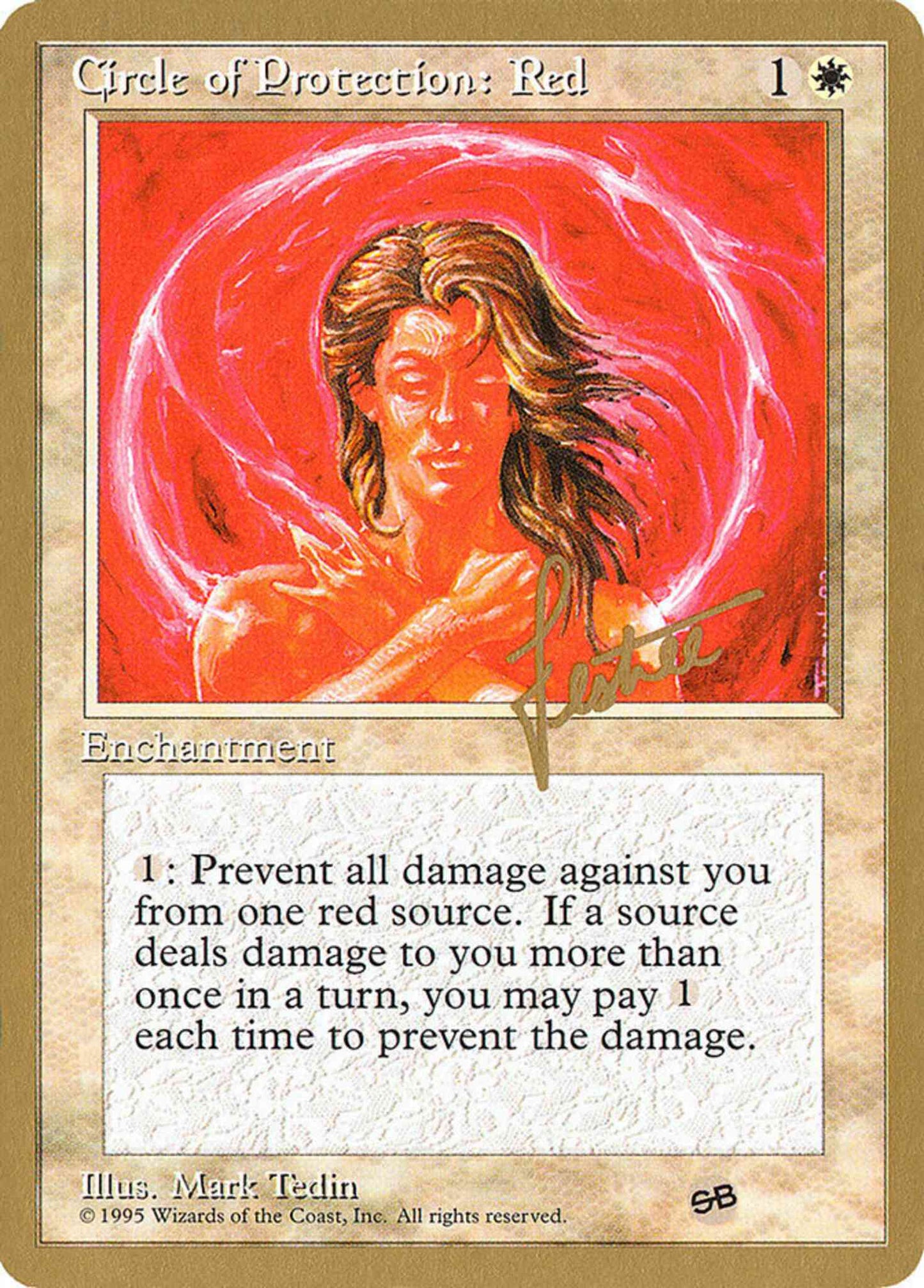 Circle of Protection: Red [bl17sb] [Bertrand Lestree] [No Set Symbol] [Pro Tour Collector Set] [Non-Foil]