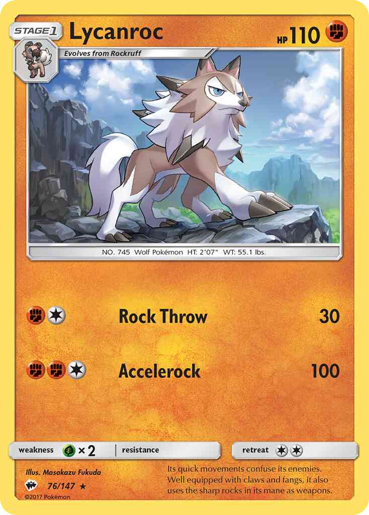 Lycanroc - 76/147 - Rare [sm3-76] [Reverse Holo]