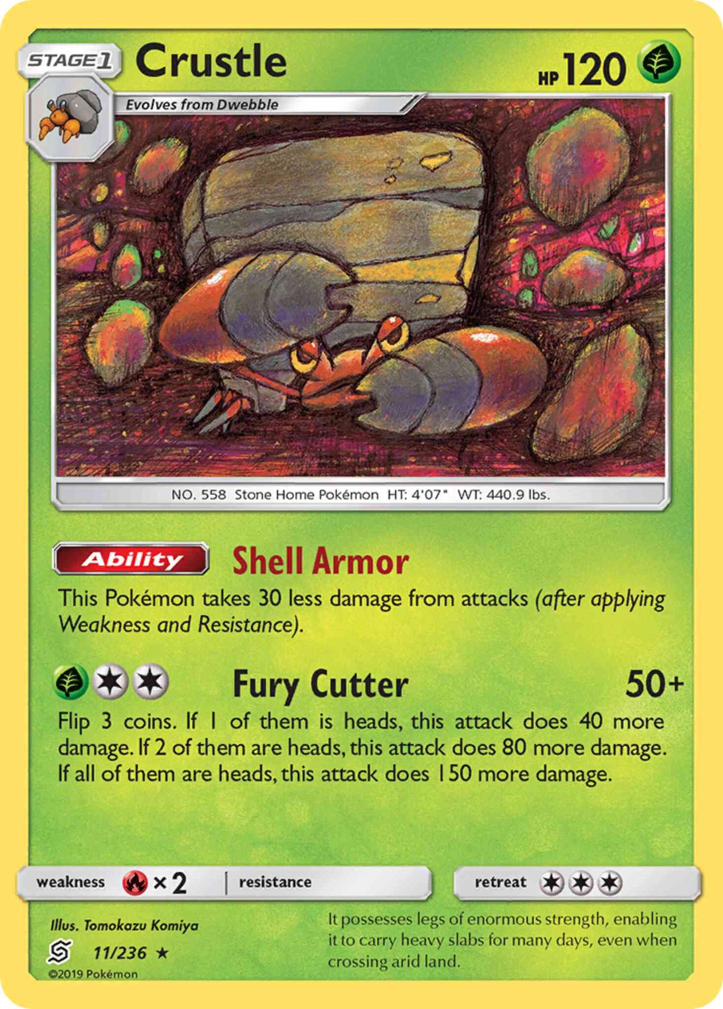 Crustle - 11/236 - Rare [sm11-11] [Reverse Holo]