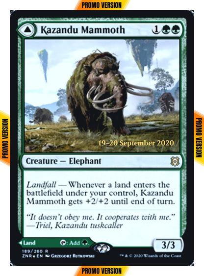 Kazandu Mammoth // Kazandu Valley [Prerelease] [189s] [Zendikar Rising Promos] [Foil]