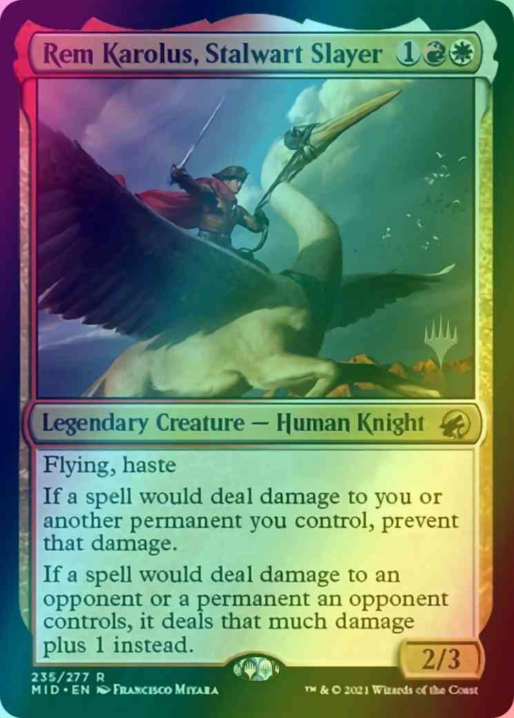 Rem Karolus, Stalwart Slayer [Promo Pack] [235p] [Innistrad: Midnight Hunt Promos] [Foil]