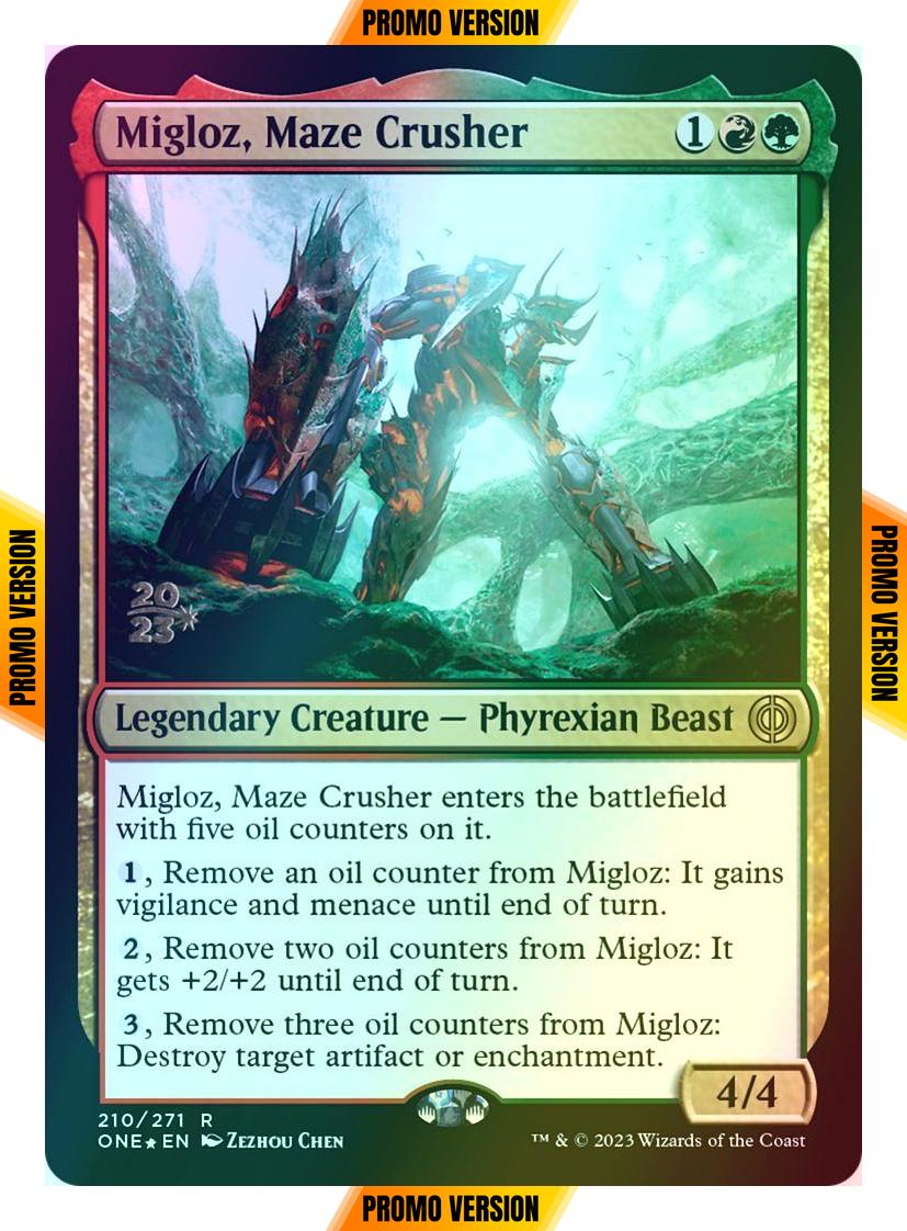Migloz, Maze Crusher [210s] [Prerelease] [Phyrexia: All Will Be One: Promos] [Foil]