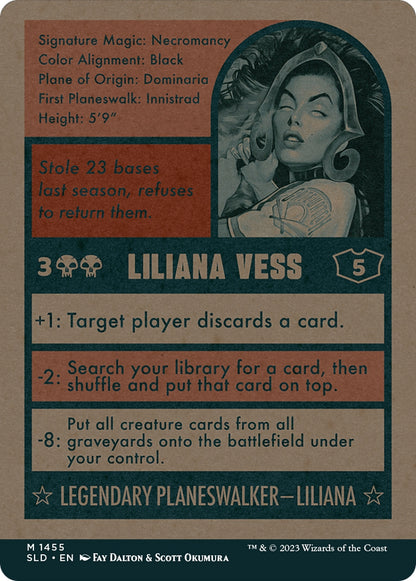 Liliana Vess // Liliana Vess [1455] [Borderless] [Magic: The Baseballing] [Secret Lair Drop] [Non-Foil]