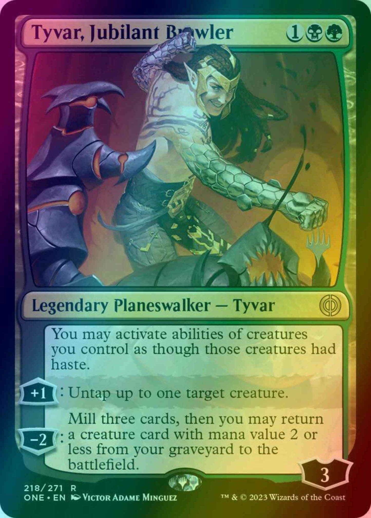 Tyvar, Jubilant Brawler [218p] [Promo Pack] [Phyrexia: All Will Be One: Promos] [Foil]