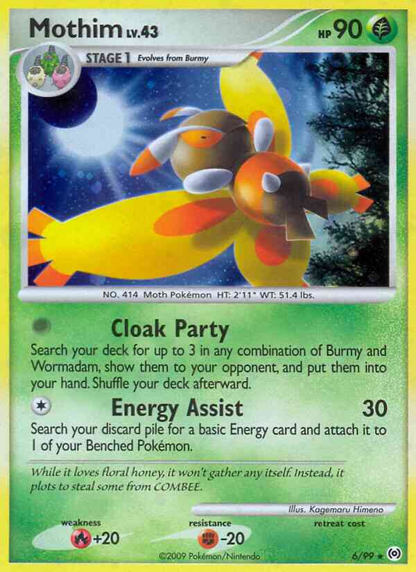 Mothim - 6/99 - Rare Holo [pl4-6] [Reverse Holo]