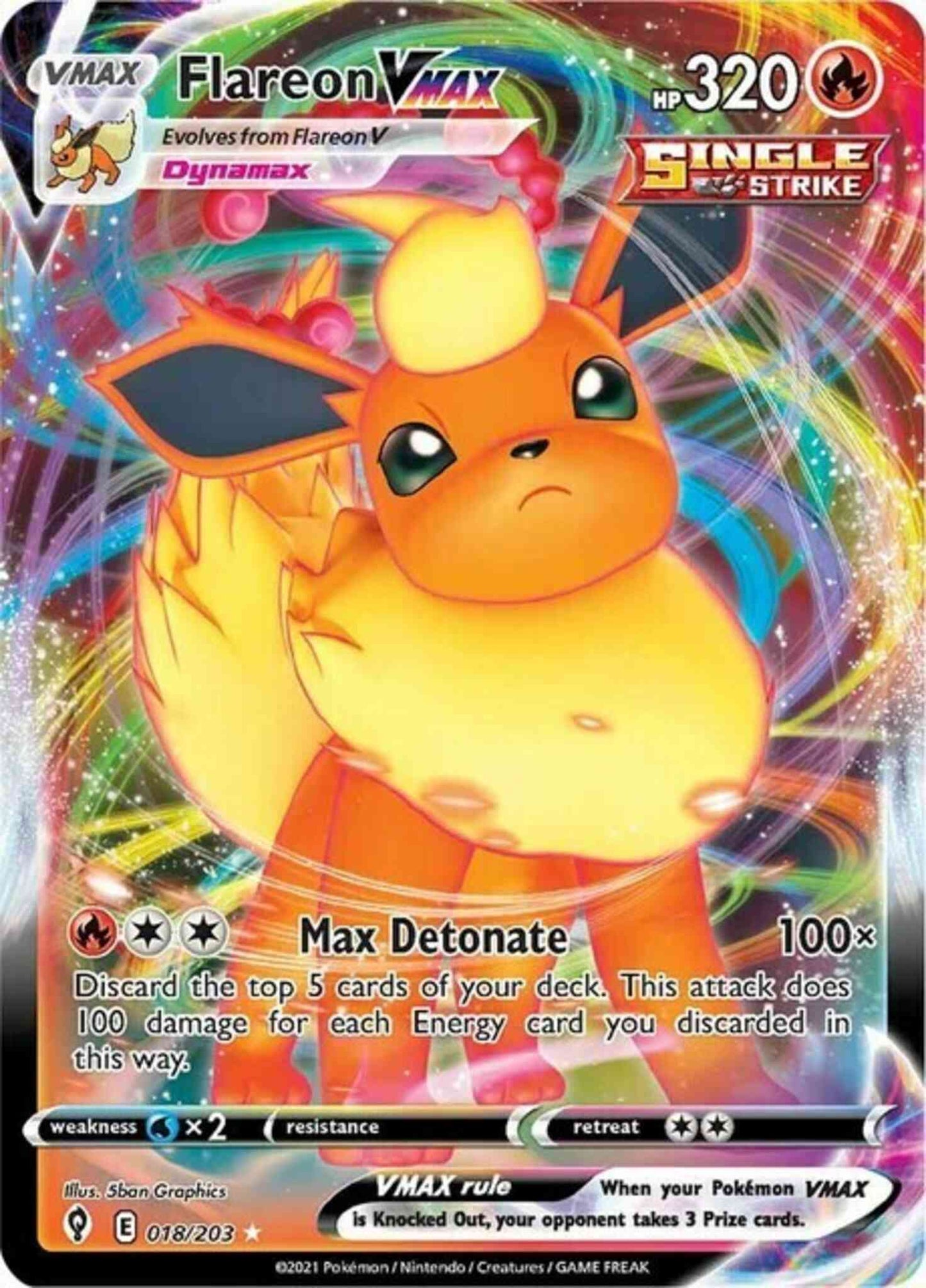 Flareon VMAX - 018/203 - Rare Holo VMAX [swsh7-018] [Ultra]