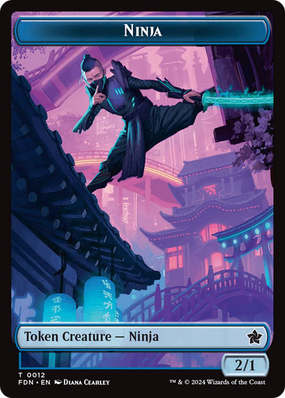 Kaito, Cunning Infiltrator Emblem (24) // Ninja Token (12) [Foundations: Tokens] [Foil]