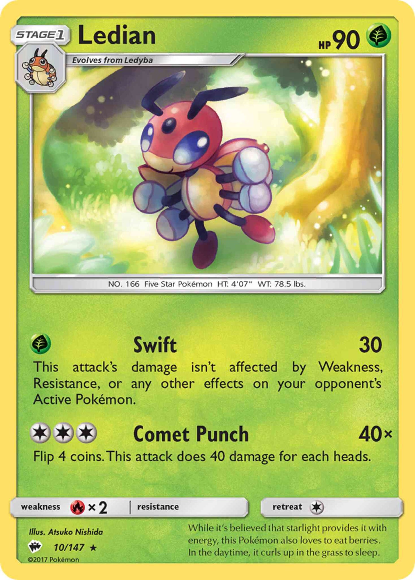 Ledian - 10/147 - Rare [sm3-10] [Reverse Holo]