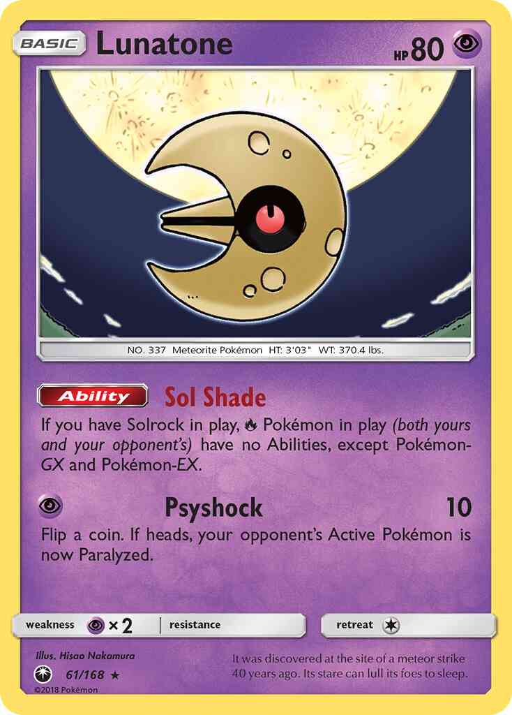 Lunatone - 61/168 - Rare Holo [sm7-61] [Reverse Holo]