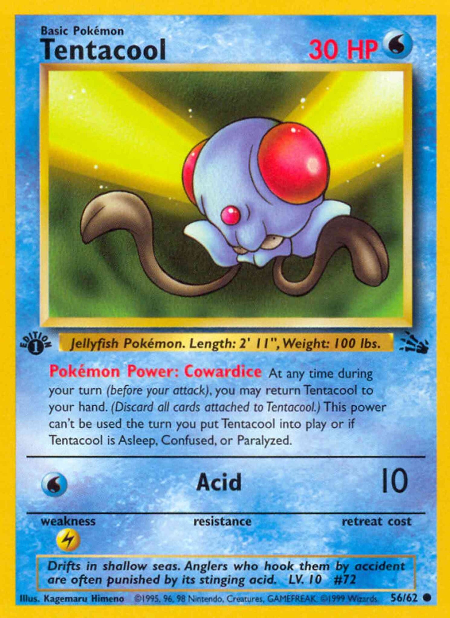 Tentacool - 56/62 - Common - 1st Edition [base3-56] [Non-Holo]