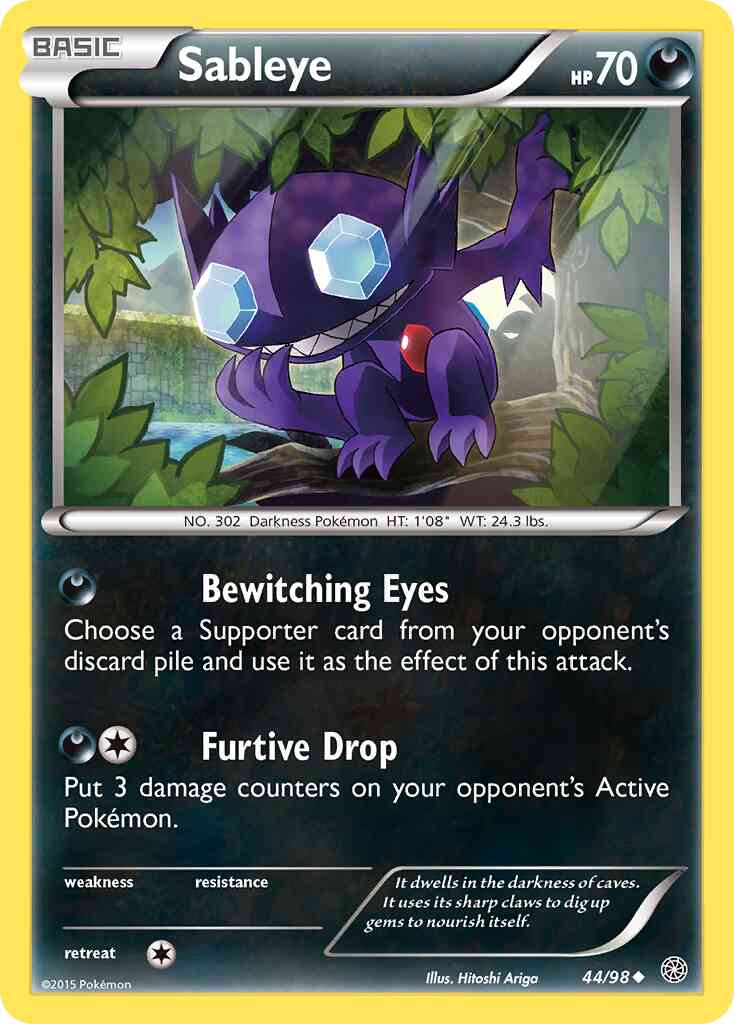 Sableye - 44/98 - Uncommon [xy7-44] [Reverse Holo]