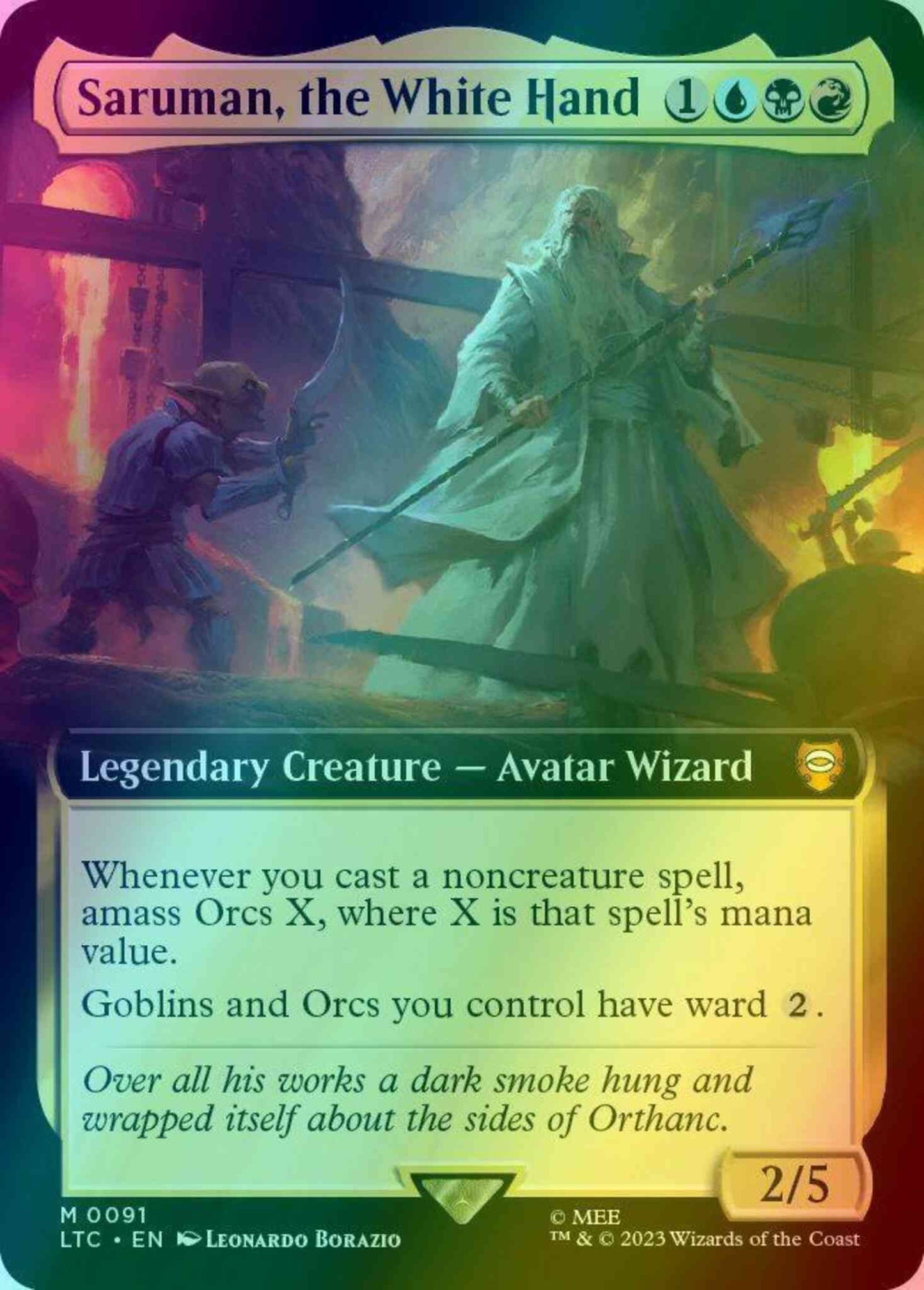 Saruman, the White Hand [91] [Extended Art] [The Lord of the Rings: Tales of Middle-earth: Commander] [Foil]