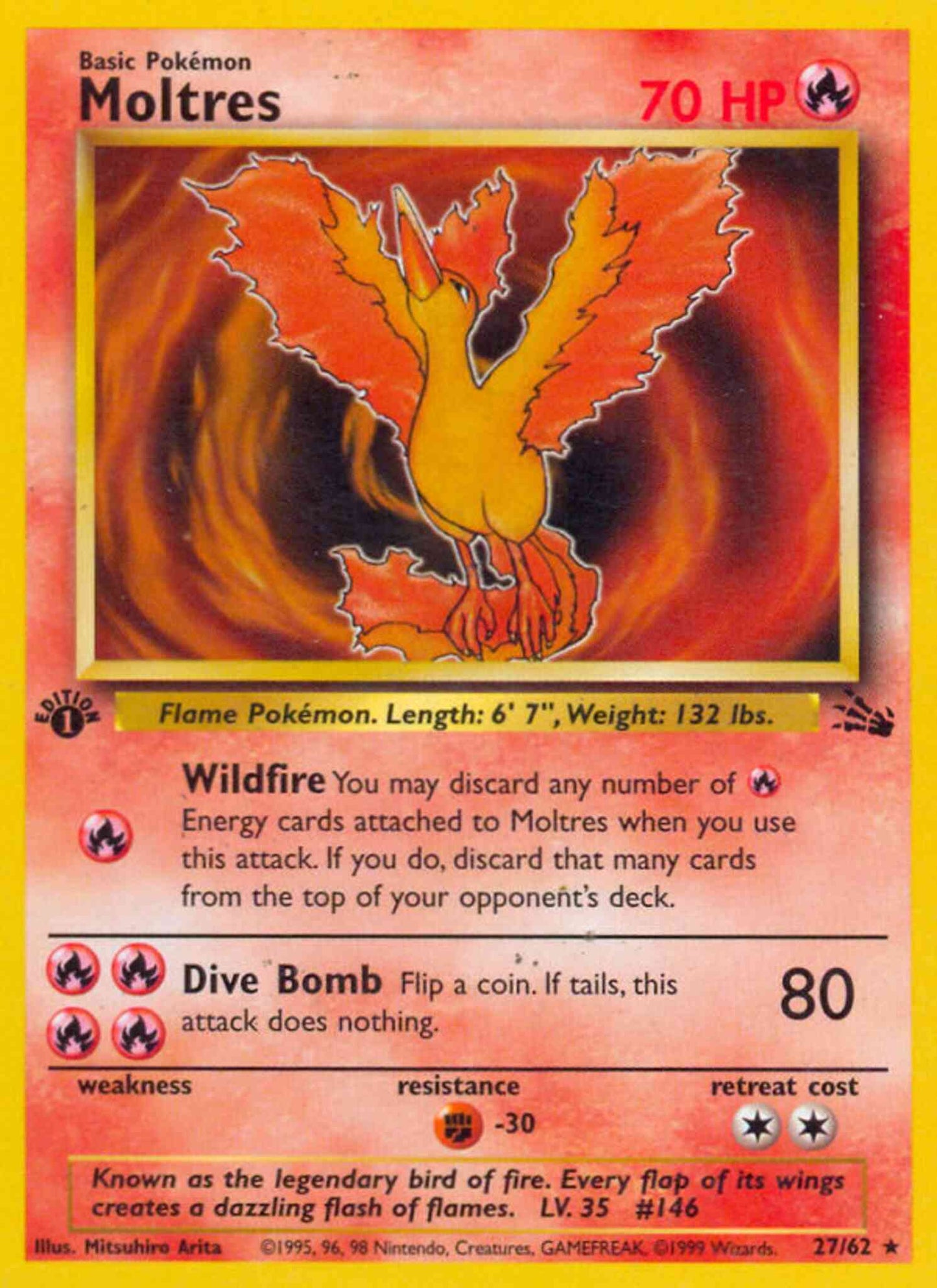 Moltres - 27/62 - Rare - 1st Edition [base3-27] [Non-Holo]