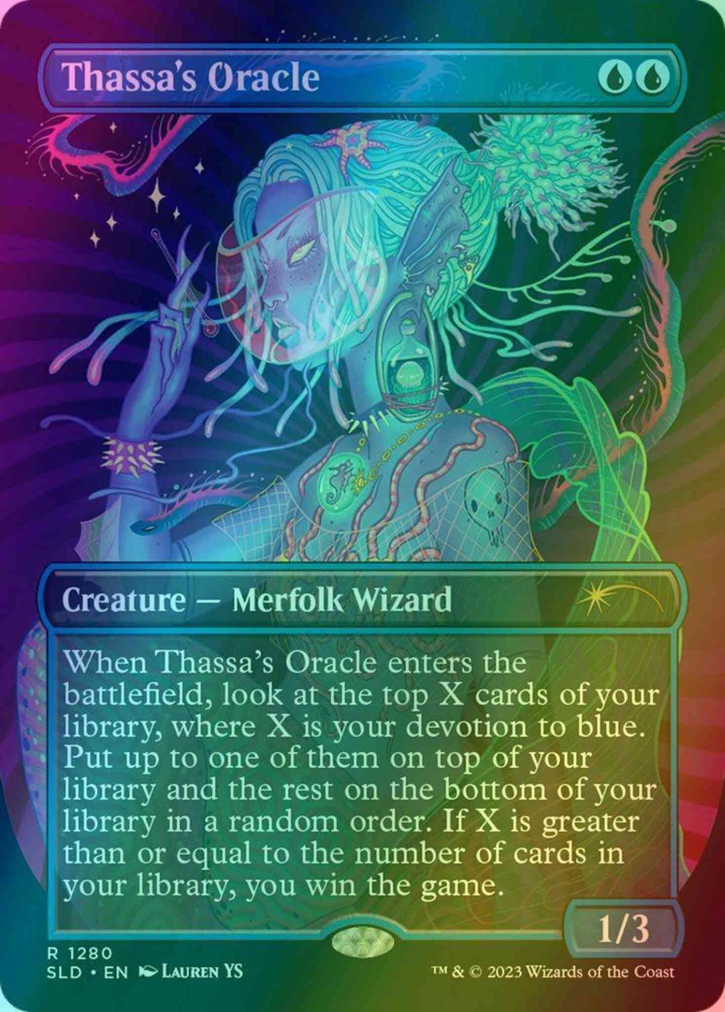 Thassa's Oracle [1280] [Borderless] [Cool Ocean Breeze] [Secret Lair Drop] [Foil]