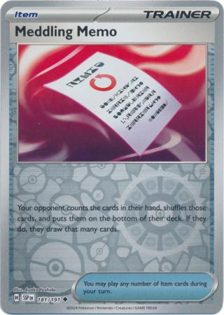 Meddling Memo - 181/191 - Uncommon [sv08-181] [Reverse Holo]