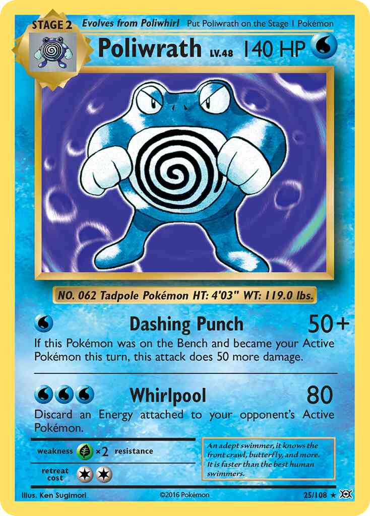 Poliwrath - 25/108 - Rare Holo [xy12-25] [Reverse Holo]