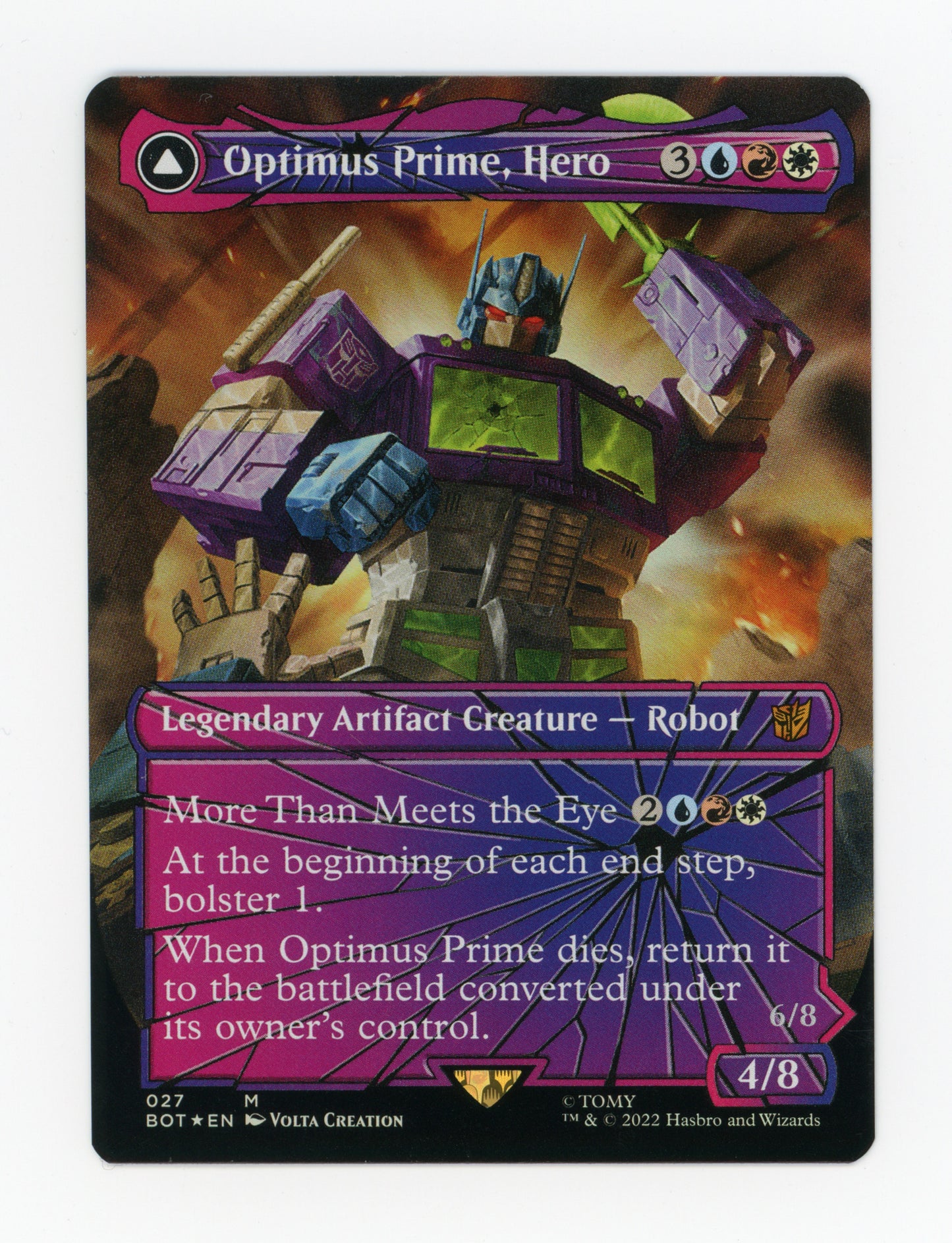 Optimus Prime, Hero // Optimus Prime, Autobot Leader — Borderless|Shattered Glass|Foil — ID 19100