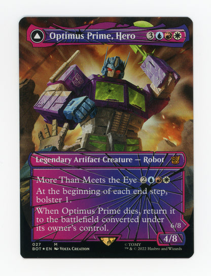 Optimus Prime, Hero // Optimus Prime, Autobot Leader — Borderless|Shattered Glass|Foil — ID 19100