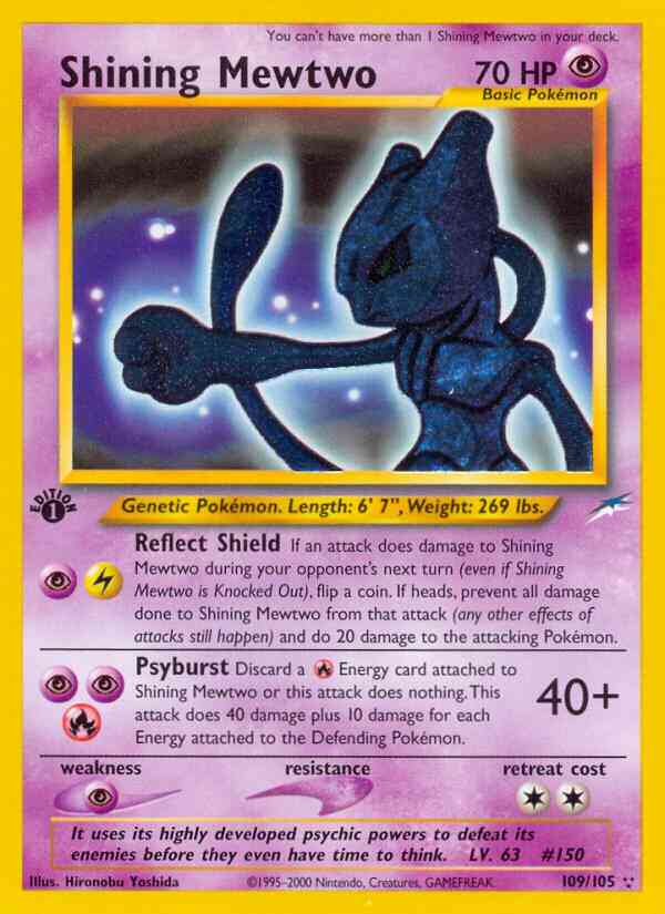 Shining Mewtwo - 109/105 - Rare Holo - 1st Edition [neo4-109] [Holo]
