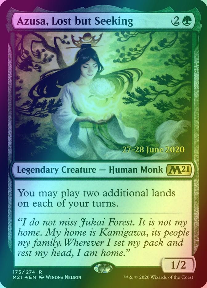 Azusa, Lost but Seeking [Prerelease] [173s] [Core Set 2021 Promos] [Foil]
