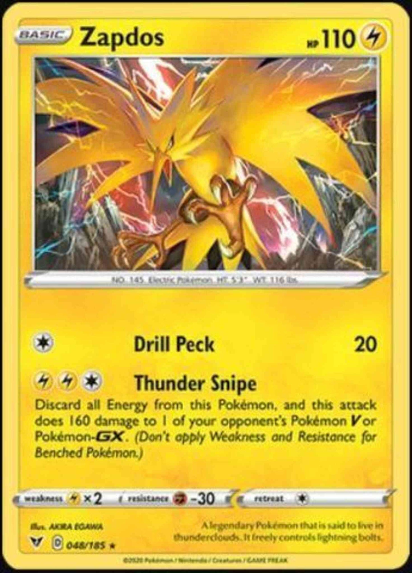 Zapdos - 048/185 - Rare Holo [swsh4-048] [Reverse Holo]