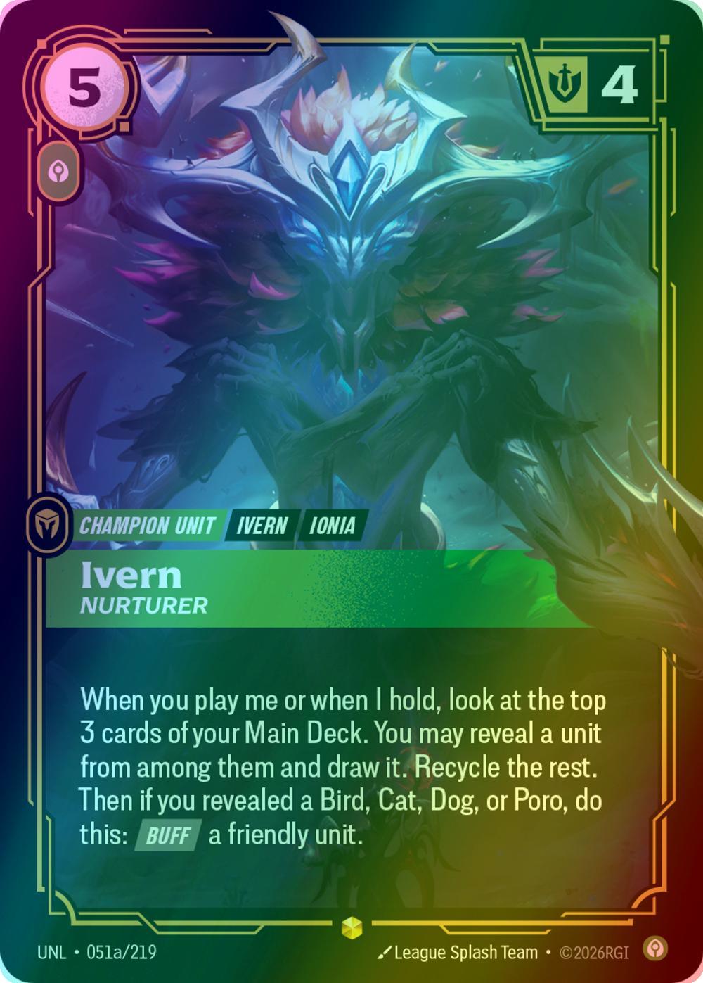 Ivern - Nurturer (Alternate Art) - 051a/219 [Unleashed] [Foil]
