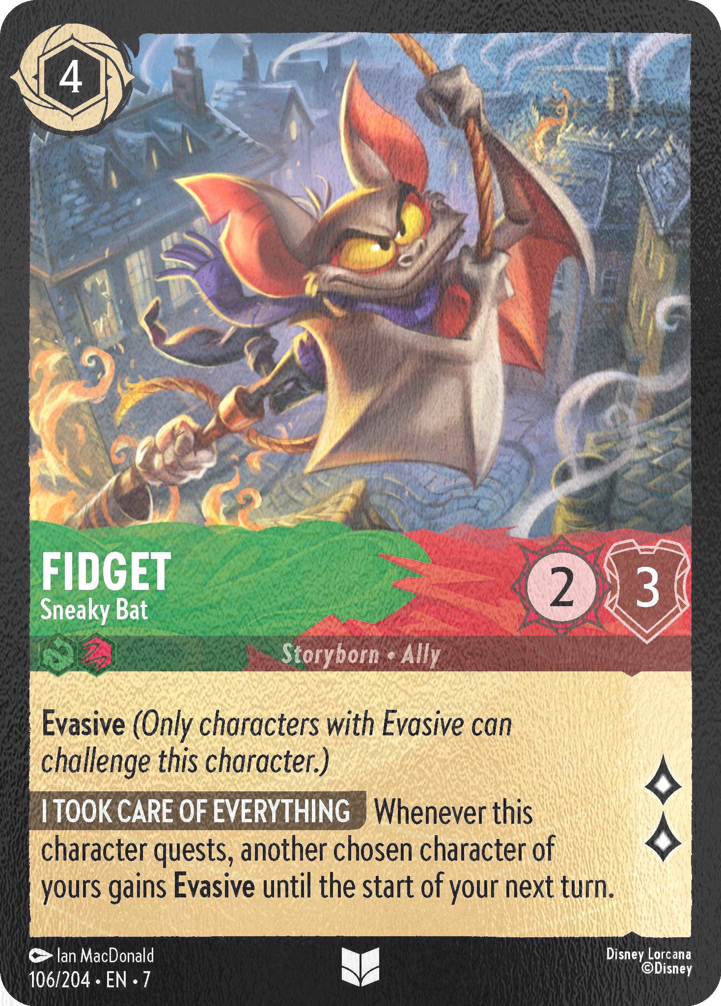 Fidget - Sneaky Bat - 106/204 [Archazia's Island] [Cold Foil]