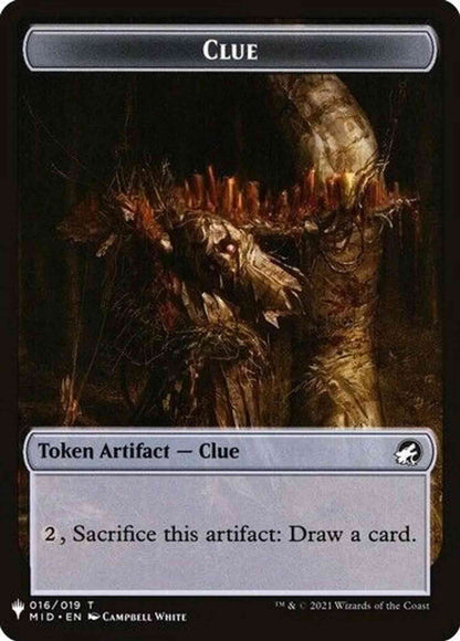 Clue Token (16) // Golem Token (26) [TMID-16] [MID/C21 Set Symbol] [The List] [Non-Foil]