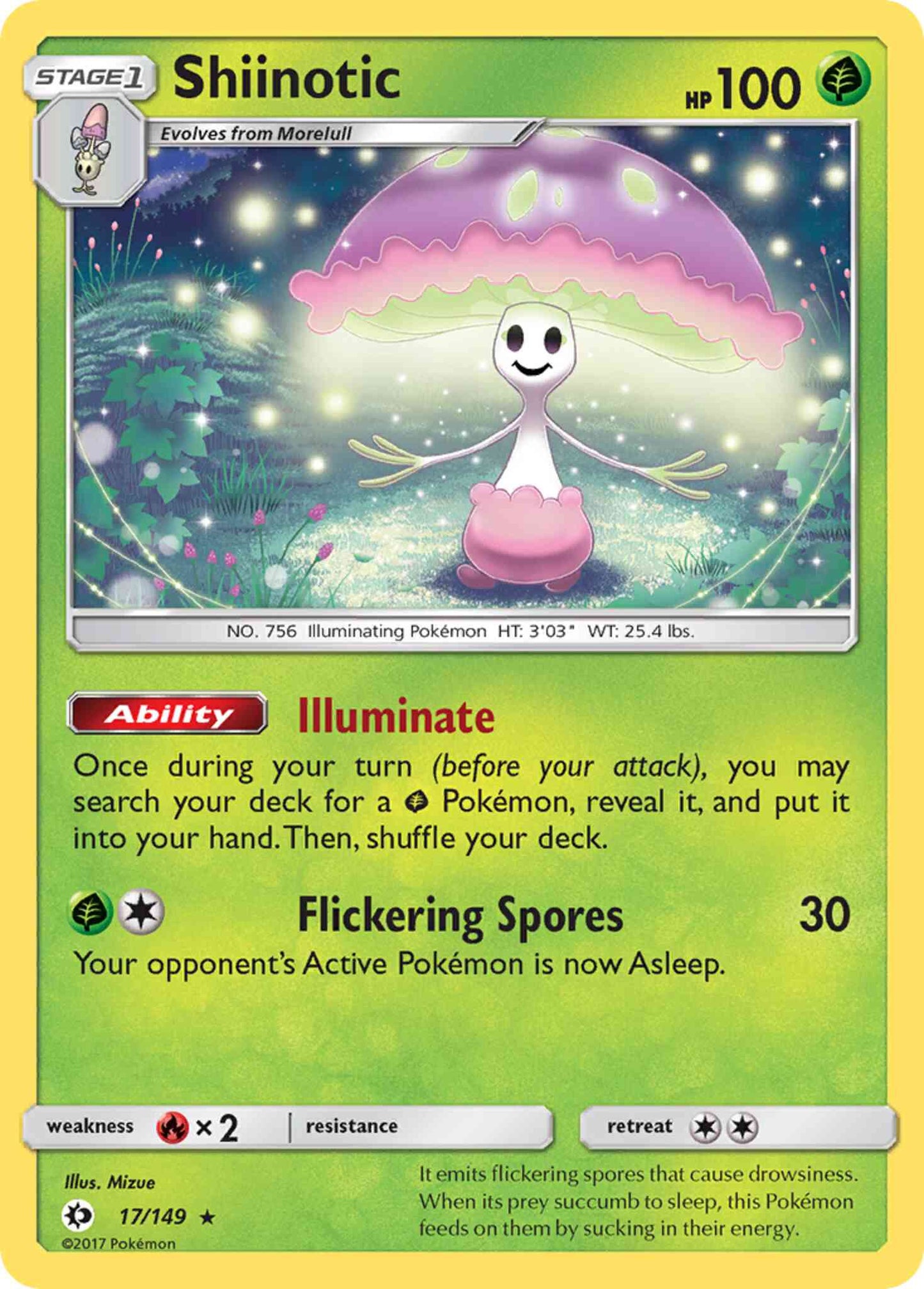 Shiinotic - 17/149 - Rare Holo [sm1-17] [Reverse Holo]