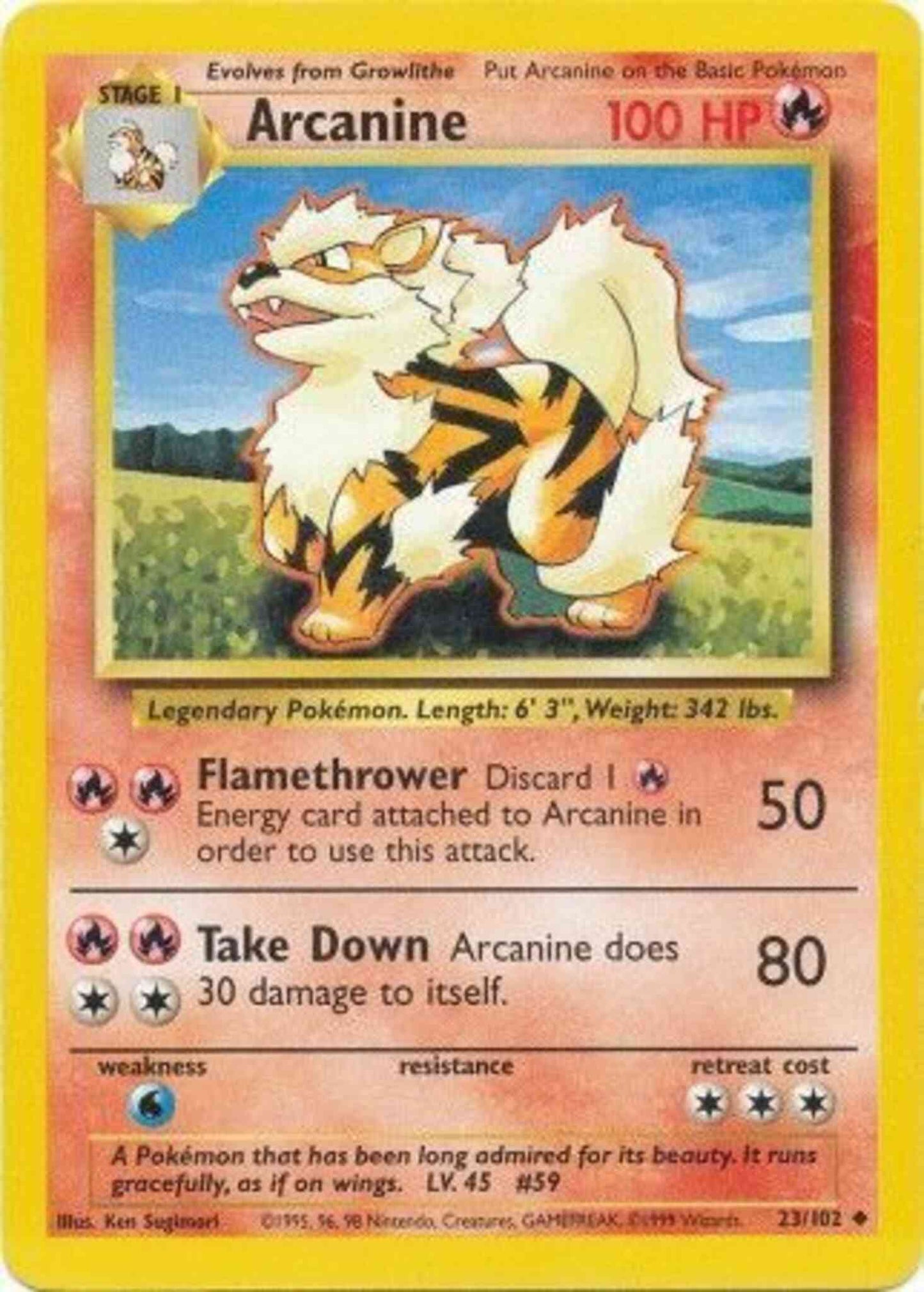 Arcanine - 23/102 - Uncommon - Shadowless [base1S-23] [Non-Holo]