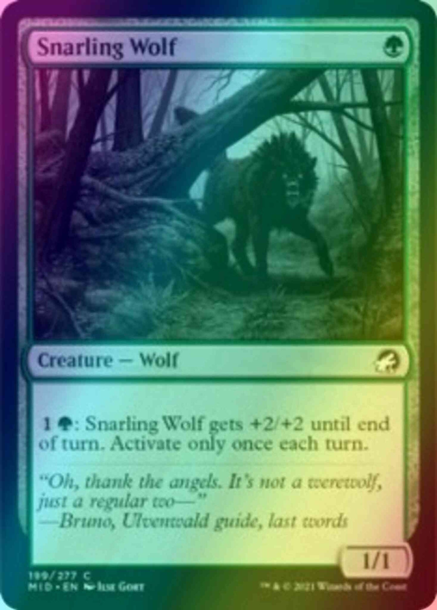 Snarling Wolf [199] [Innistrad: Midnight Hunt] [Foil]