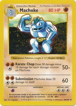 Machoke - 34/102 - Uncommon - Shadowless [base1S-34] [Non-Holo]