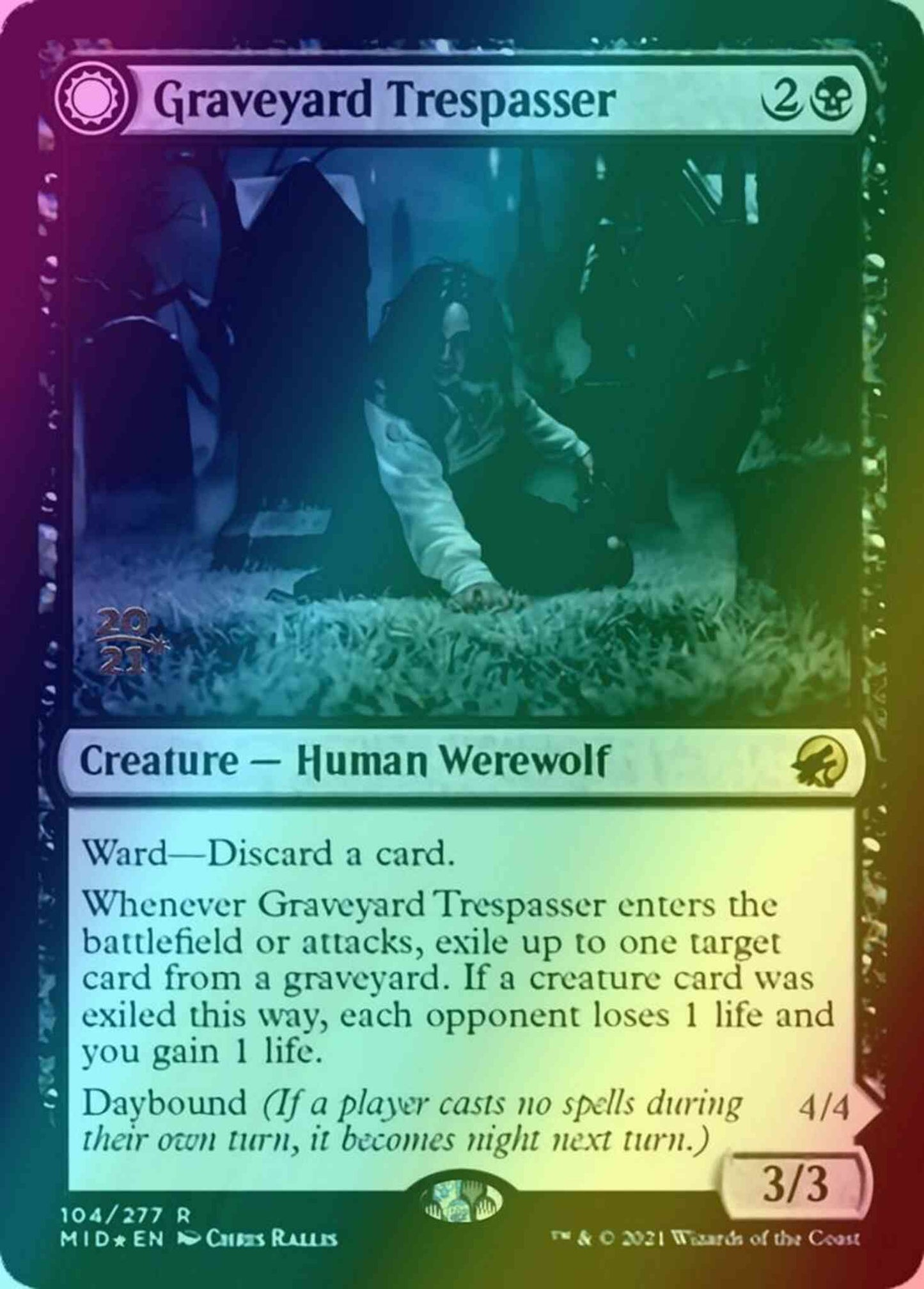 Graveyard Trespasser // Graveyard Glutton [Prerelease] [104s] [Innistrad: Midnight Hunt Promos] [Foil]